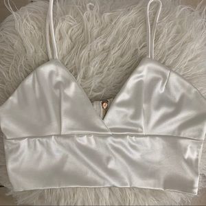 White Satin Crop Top